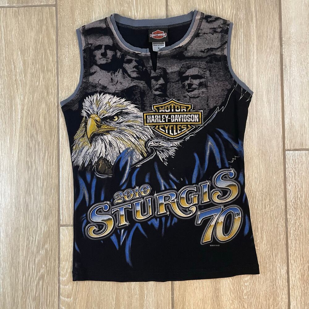 Harley Davidson Sturgis 70th Anniversary Tank Top Womens Small Eagle Biker USA